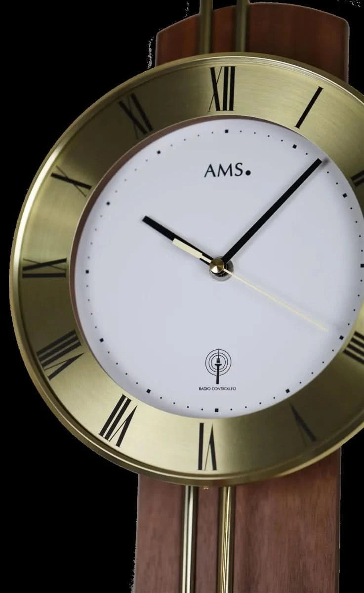 Horloge murale AMS 62x22x8 cm laiton • Radio-pilotée • Avec balancier