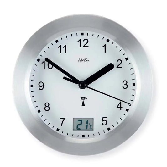 AMS Wanduhr Aluminium • Funkuhr • Modern