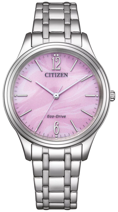 Citizen EM0411-71X Damenuhr • Eco-Drive Lichtantrieb • Rosa Zifferblatt