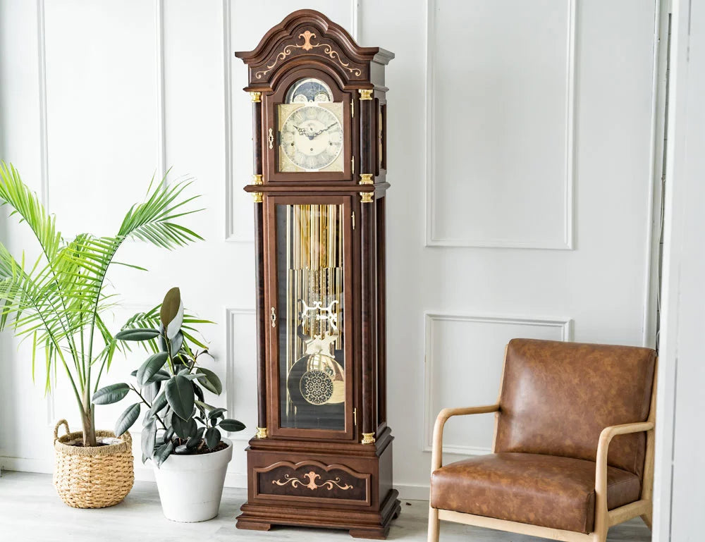 Hermle Grandfather Clock 206x62x36 cm Wood • Triple Chime • Moon Phase