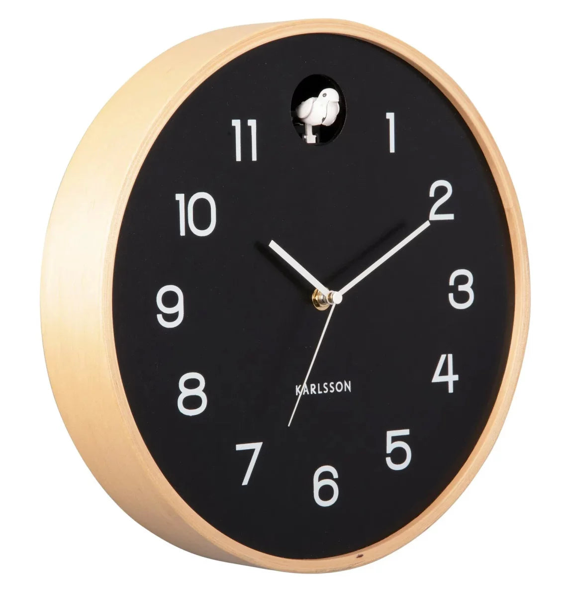 Karlsson Wanduhr 32x32x6 cm Holz • Geräuschloses Uhrwerk • Kuckucksruf