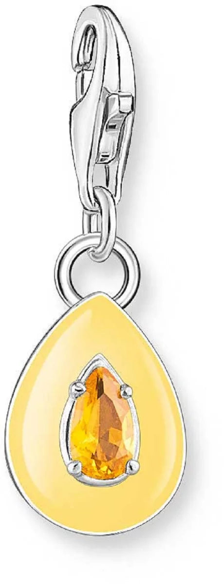 Charm Anhänger 3D Tropfen mit einem Stein - 925 Sterlingsilber