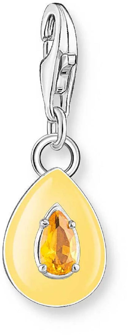 Charm Anhänger 3D Tropfen mit einem Stein - 925 Sterlingsilber