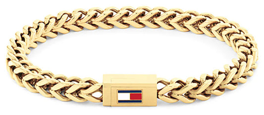 Herren Armband aus geflochtenem, goldfarbenem Edelstahl - Tommy Hilfiger Modell: 2790648