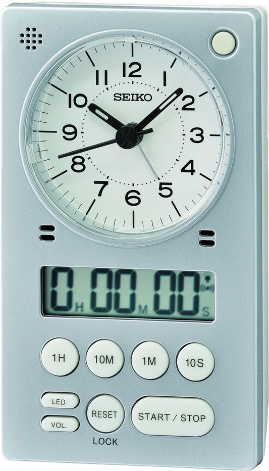 Seiko Analog Digital Alarm Clock 11.6cm Plastic • Silent sweep second hand • Alarm & Snooze