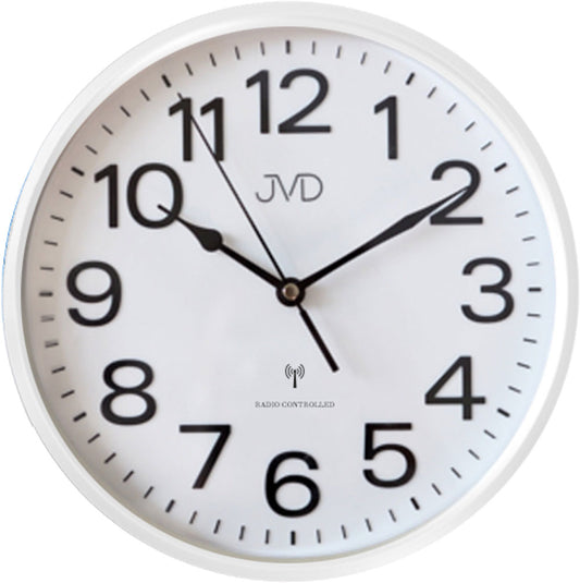 Horloge murale JVD 25,5x25,5x5 cm plastique • Mouvement radio-piloté • Design moderne