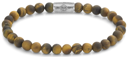Armband aus 6mm Naturstein in Tigeraugeoptik mit Edelstahlverschluss - Rebel&Rose Modell: RR-60083-S-M