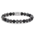 Armband aus 8mm großen grauen Edelsteinen mit Edelstahlverschluss - Rebel&Rose Modell: RR-80069-S-L