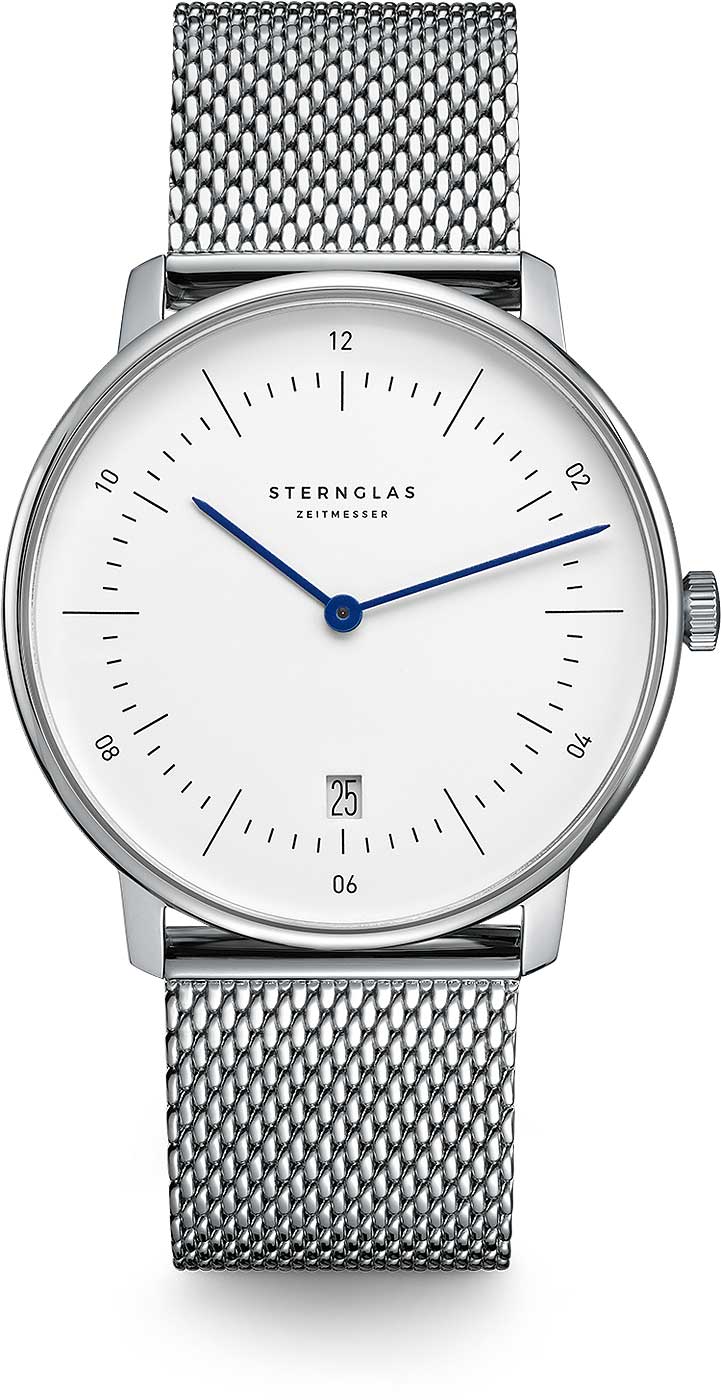 Montre homme Sternglas Naos S01-NA01-MI04 • Verre saphir • Design Bauhaus