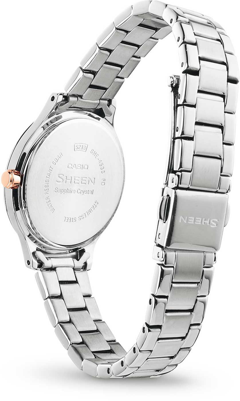 Casio SHEEN SHE-4533D-7AUER Women's Watch • Scratch-resistant Sapphire Crystal • Elegant, Slim Design