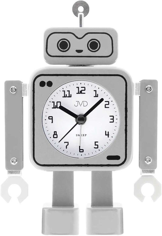 JVD Robot Alarm Clock 16.0 cm Metal • Silent Sweep Second Hand • Analog Display