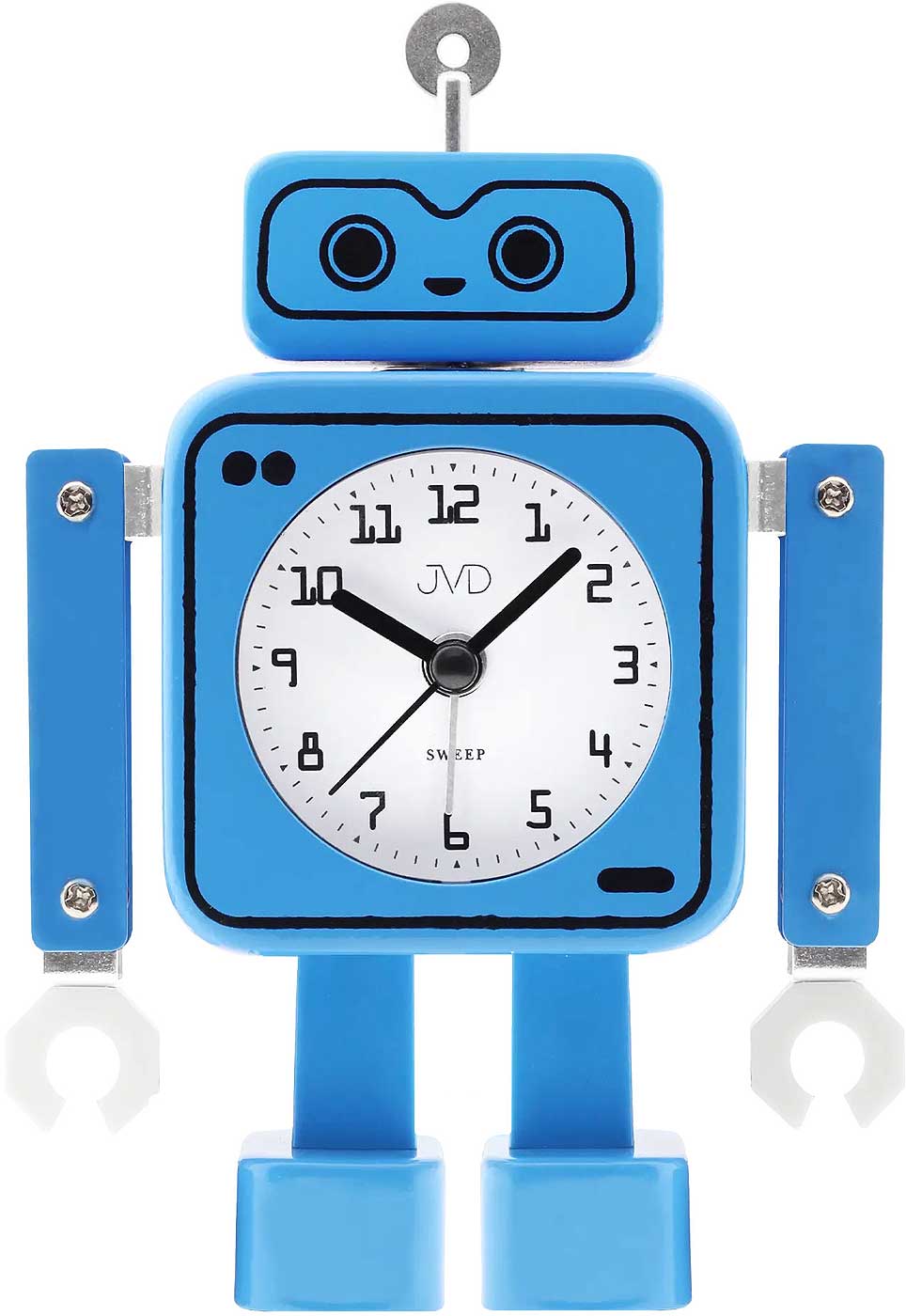 JVD Roboter Analog Wecker 16.0 cm Metall • Schleichender Sekundenzeiger • Piep-Alarm