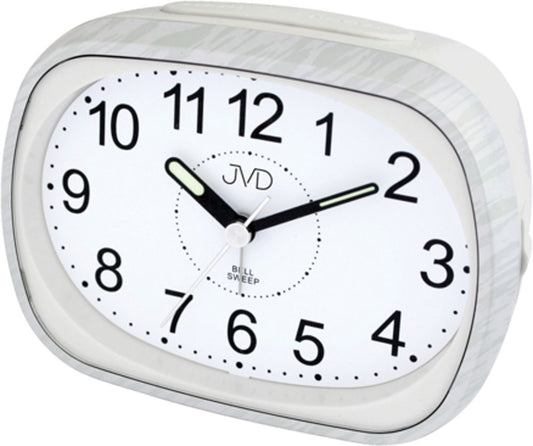 JVD Classic Analog Alarm Clock 12.3x9.1x5.9cm Plastic • Silent Sweep Second Hand • Mechanical Bell Alarm