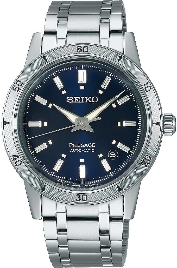 Zegarek męski Seiko Presage z niebieską tarczą i metalową bransoletą