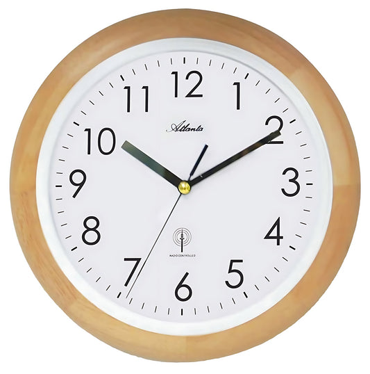 Atlanta Wall Clock 25.5 cm Ø Wood • Radio-controlled • Low Noise