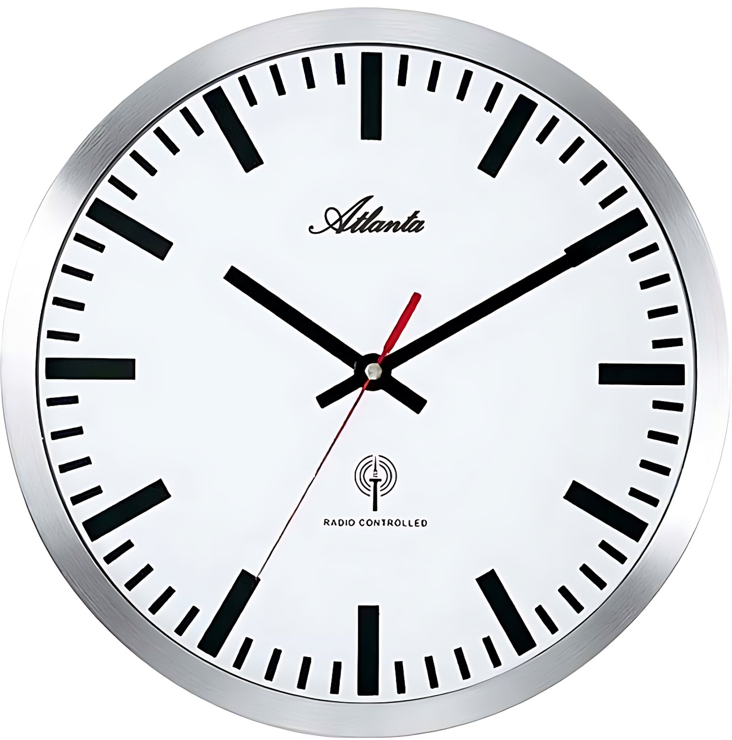 Atlanta Wall Clock 30 cm Ø Stainless Steel • Radio Controlled • Easy to Read