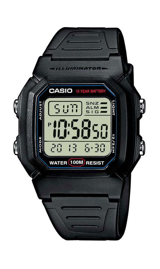 Casio W-800H-1AVES Herren Uhr • 10-Jahres-Batterie • LED-Beleuchtung