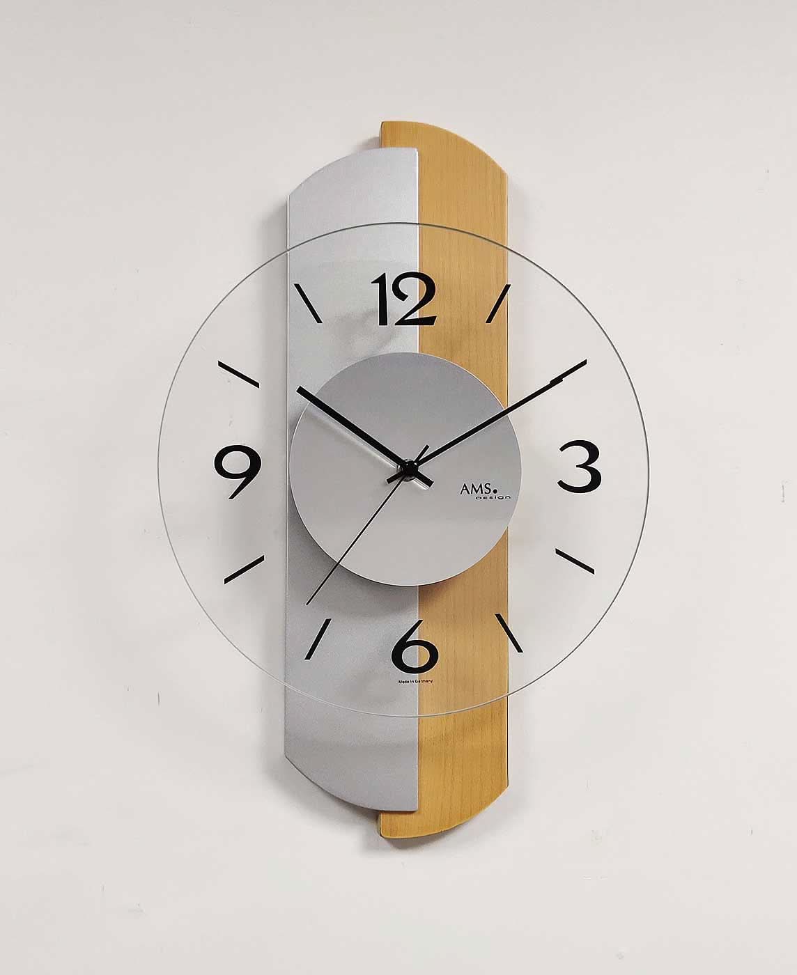 Horloge murale AMS 42x27x6 cm bois • Design moderne • Fabriqué en Allemagne