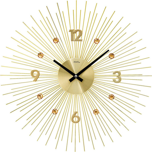 Horloge murale AMS 50 cm Ø métal • Mouvement à quartz précis • Design doré moderne