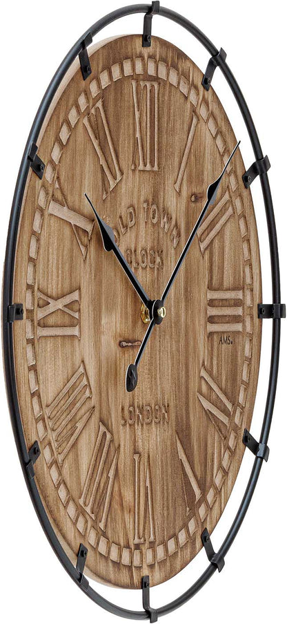 AMS Wall Clock 40x40x3 cm Wood • Quartz Movement • Modern Design