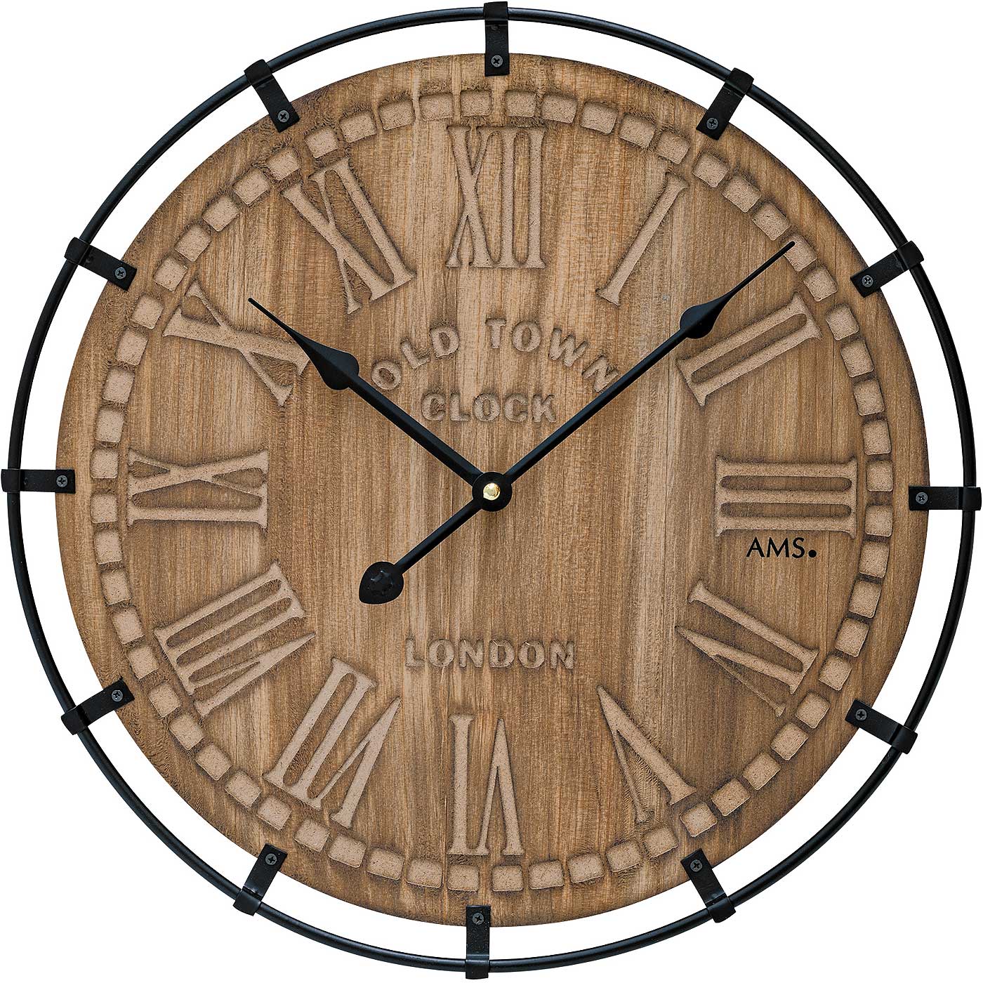 AMS Wall Clock 40x40x3 cm Wood • Quartz Movement • Modern Design