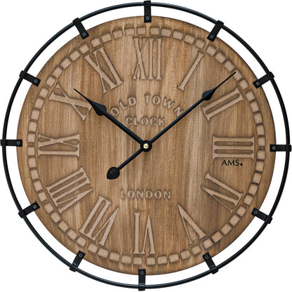 AMS Wall Clock 40x40x3 cm Wood • Quartz Movement • Modern Design