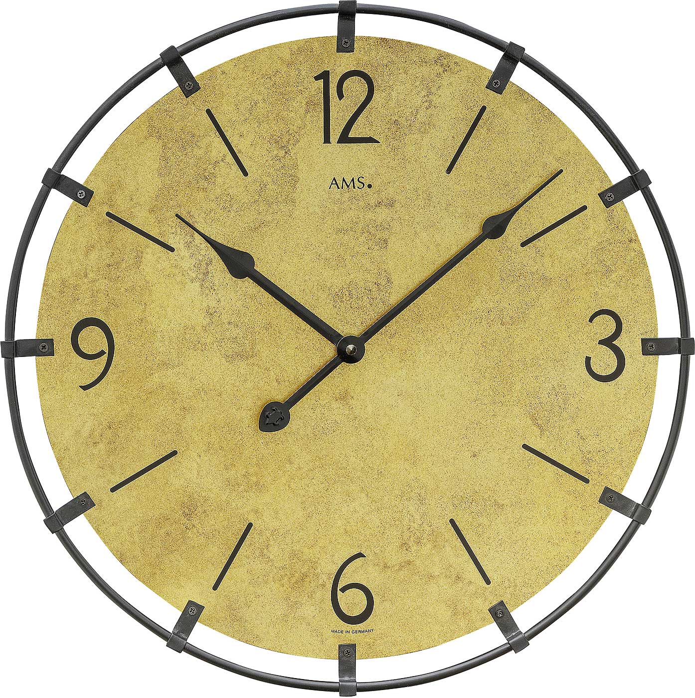 AMS Wall Clock 40x40x3 cm Wood • Precise Quartz Movement • Stylish Metal Frame
