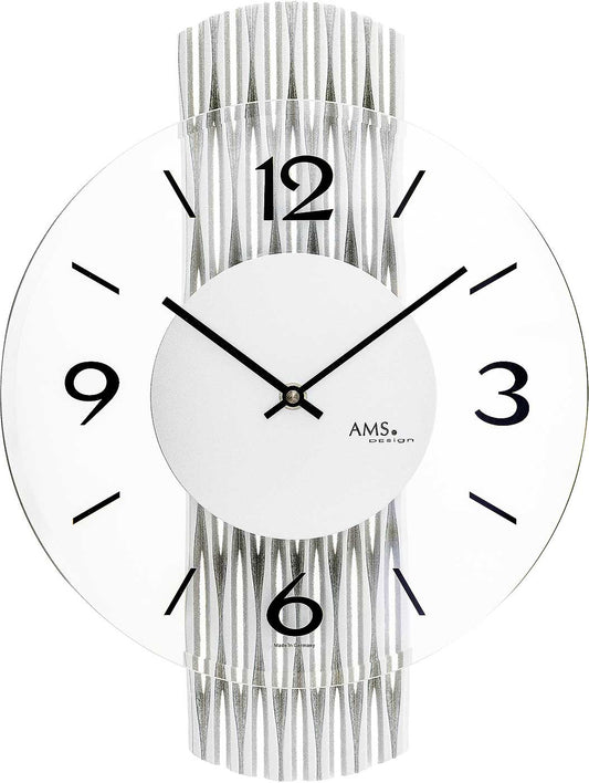 AMS Wall Clock 38x27x6 cm Glass, Wood • Modern Design • Precise Quartz Movement