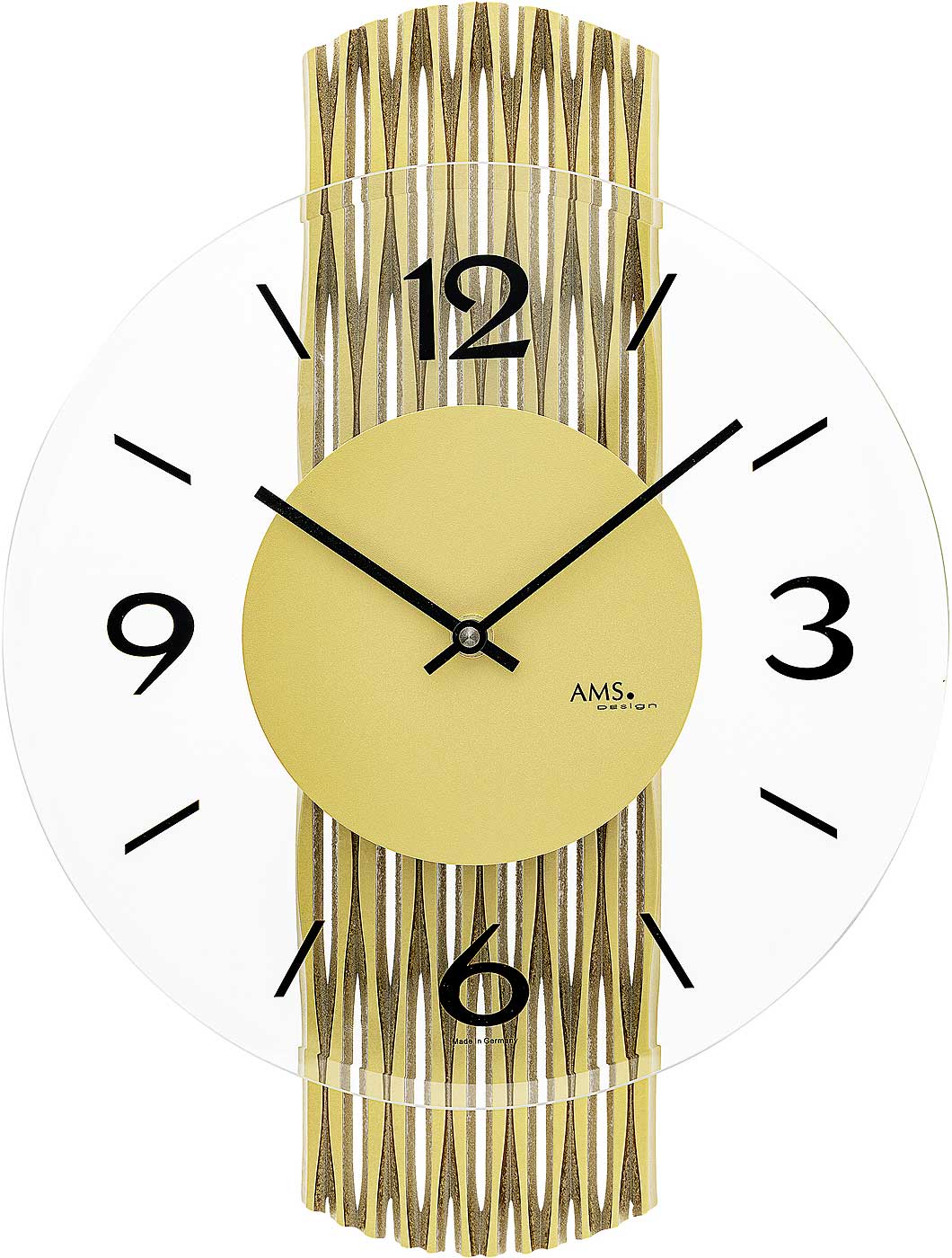 AMS Wall Clock 38x27x6 cm Glass • Modern Design • Precise Quartz Movement