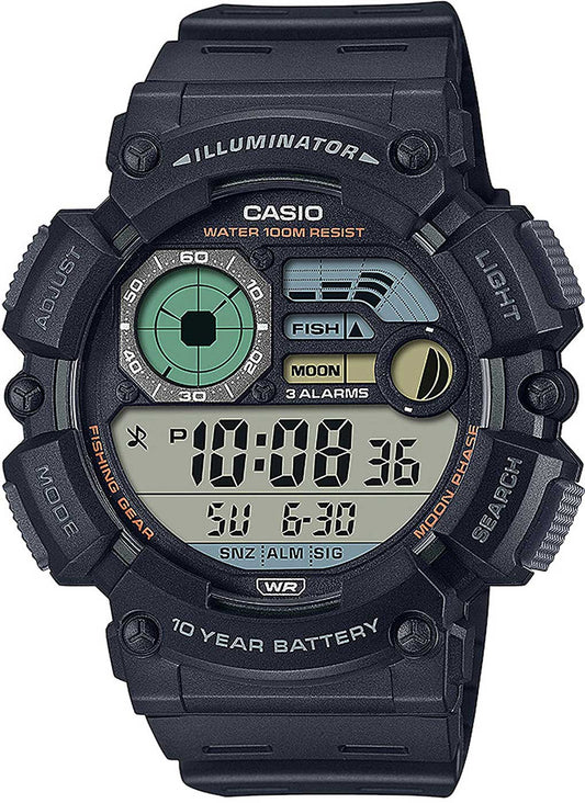 Casio WS-1500H-1AVEF Unisex Uhr • 10 Jahre Batterielaufzeit • Angel- & Mondphasenanzeige