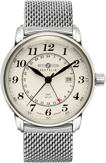 Zeppelin LZ 127 Graf Zeppelin 7642M-5 Men's Watch • Swiss Quartz Movement • Stainless Steel • GMT Display