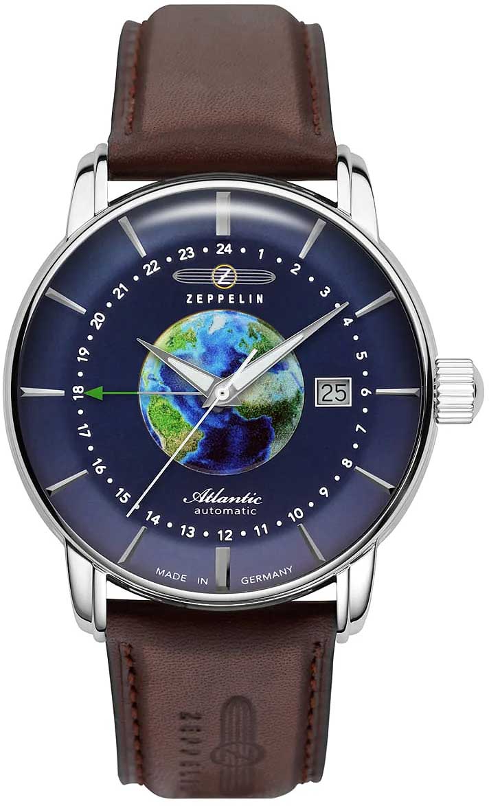 Montre pour hommes Zeppelin Atlantic 8468-3 • Automatique GMT • Fabriqué en Allemagne