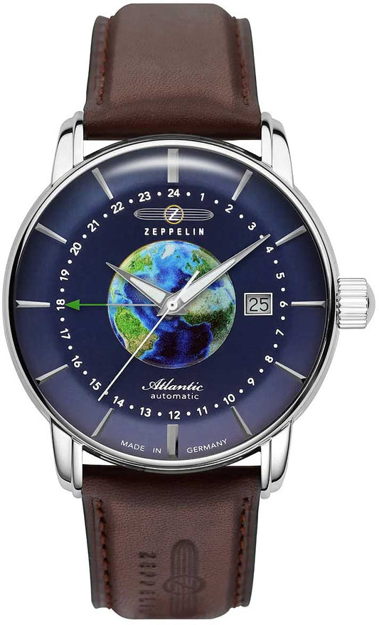 Montre pour hommes Zeppelin Atlantic 8468-3 • Automatique GMT • Fabriqué en Allemagne